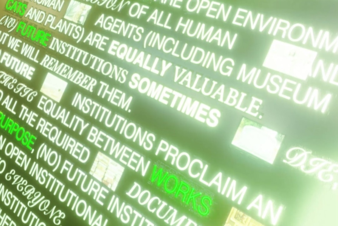 Still from the promo video ‘The Back Office Manifesto: Towards (NO) Future Institutions’, created by Eduard Peshkov, student of the Design programme.